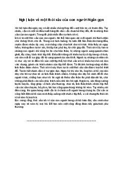 Văn mẫu 8 Nghị luận về một vấn đề của đời sống | Nghị luận về một thói xấu của con người trong xã hội hiện đại