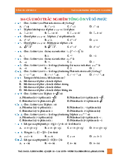 166 câu hỏi trắc nghiệm tổng ôn về số phức – Hứa Lâm Phong Toán 12