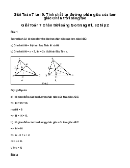Giải Toán 7 Bài 9: Tính chất ba đường phân giác của tam giác | Chân trời sáng tạo
