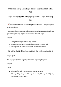 Giải Khoa học tự nhiên 6 Bài 15: Chất tinh khiết - Hỗn hợp | Chân Trời Sáng Tạo