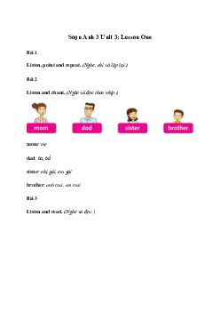 Giải Tiếng Anh lớp 3 Unit 3: Lesson One | Family and Friends