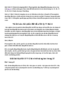 Giải Vật lí 11 Bài 2: Phương trình dao động điều hòa | Chân trời sáng tạo