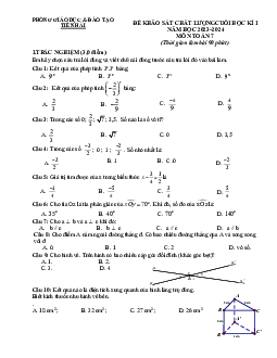 Đề cuối kì 1 Toán 7 năm 2023 – 2024 phòng GD&ĐT Tiền Hải – Thái Bình