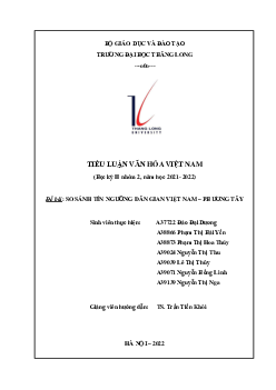 Tiểu luận môn Văn hóa Việt Nam - So sánh tín ngưỡng dân gian Việt Nam với phương Tây