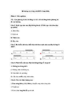 Đề thi học kì 1 Khoa học tự nhiên lớp 6 Cánh Diều năm 2023 - 2024 đề 3
