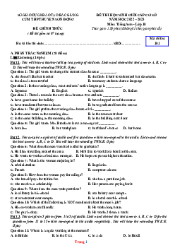 Đề thi học sinh giỏi Tiếng Anh 10 cụm trường Sơn Động 2022-2023 (có đáp án)