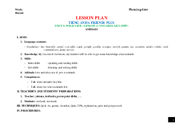 Giáo án Tiếng Anh 6 sách Friends Plus Unit 3