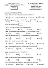 Đề giữa học kì 1 Toán 9 năm 2024 – 2025 trường THCS Trần Quang Khải – TP HCM