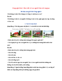 Công nghệ 6 bài 1 Nhà ở đối với con người Chân trời sáng tạo