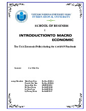 The USA Economic Policy during the Covid-19 Pandemic |  Bài tiểu luận học phần Nhập môn Macroeconomics | Trường Đại học Quốc tế, Đại học Quốc gia Thành phố Hồ Chí Minh