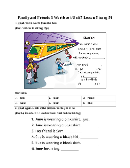 Family and Friends 3 Workbook Unit 7 Lesson 5 trang 54