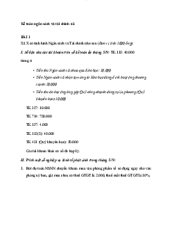Bài tập về Kế toán ngân sách và tài chính xã