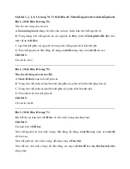 Giải bài tập trang 70, 71 SGK Hóa học lớp 10: Tinh thể nguyên tử và tinh thể phân tử