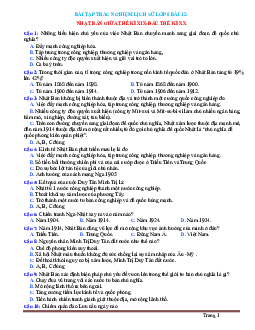 Trắc nghiệm Sử 8 Bài 12: Nhật Bản giữa thế kỷ 19 và đầu thế kỷ 20 (có đáp án)