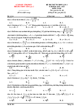 Đề thi thử TN THPT 2023 lần 3 môn Toán trường THPT Yên Lạc 2 – Vĩnh Phúc