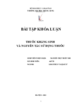 Bài khóa luận với đề tài " Thuốc kháng sinh và nguyên tắc sử dụng thuốc" | Đại học Thăng Long