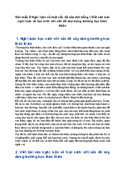 Văn mẫu 8 Nghị luận về một vấn đề của đời sống | Viết văn bản nghị luận về học sinh với vấn đề xây dựng trường học thân thiện