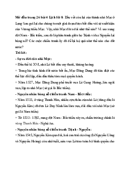 Giải SGK Lịch sử 8 bài 4: Xung đột Nam - Bắc triều và Trịnh Nguyễn | Chân trời sáng tạo