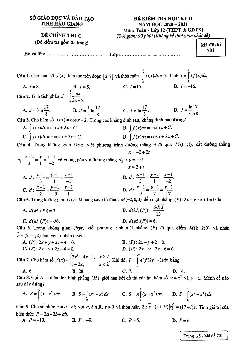 Đề kiểm tra học kỳ 2 Toán 12 năm 2020 – 2021 sở GD&ĐT Hậu Giang