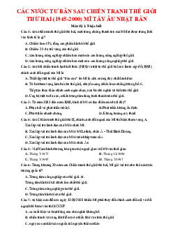 TOP 140 câu trắc nghiệm các nước tư bản sau chiến tranh thế giới thứ hai (1945-2000) Mĩ Tây Âu Nhật Bản