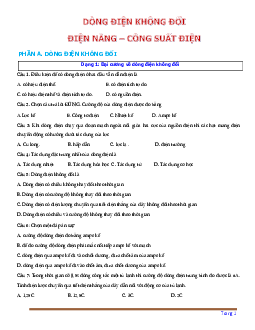 Bài tập trắc nghiệm dòng điện không đổi-điện năng-công suất điện (có đáp án)
