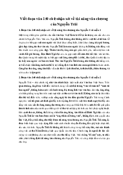 Viết đoạn văn 150 chữ nhận xét về tài năng văn chương của Nguyễn Trãi Ngữ Văn 10 Chân Trời Sáng Tạo