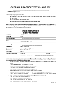 Đề ôn luyện ĐTQG THPT 2021 - Overall practice test 03 AUG 2021