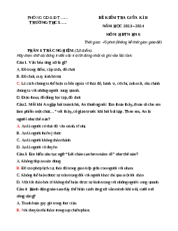 Đề thi giữa học kì 2 môn Hoạt động trải nghiệm hướng nghiệp 6 năm 2023 - 2024 sách Cánh diều | Đề 2,3