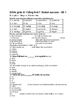 Đề thi giữa kì 1 tiếng Anh 7 Global success - Đề 1