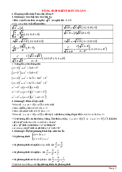 Kiến thức cơ bản toán lớp 9 cả năm