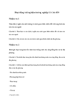 Giải Hoạt động trải nghiệm 11: Bảo vệ môi trường, cảnh quan thiên nhiên, danh lam thắng cảnh và tài nguyên ở địa phương | Chân trời sáng tạo