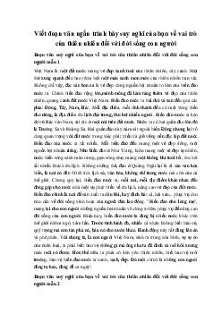 Viết đoạn văn ngắn trình bày suy nghĩ của bạn về vai trò của thiên nhiên đối với đời sống con người | Văn mẫu 11 Chân trời sáng tạo