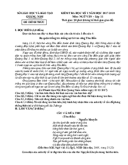 Đề thi học kỳ 1 Ngữ Văn 11 Quảng Nam 2017-2018 (có đáp án )
