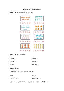 ĐỀ KIỂM TRA CUỐI HỌC KÌ 1 lớp 1 môn Toán - NĂM HỌC 2023-2024 | Đề 6 | Cánh diều