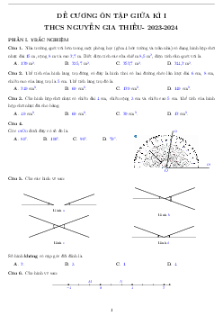 Đề cương giữa kì 1 Toán 7 năm 2023 – 2024 trường THCS Nguyễn Gia Thiều – Hà Nội
