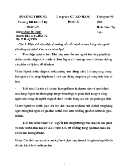 Đề thi học phần quản trị bán hàng