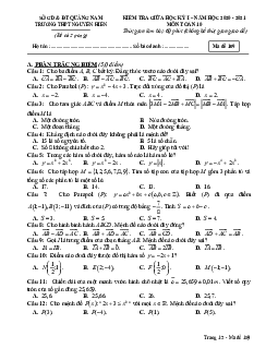 Đề thi giữa HK1 Toán 10 năm 2020 – 2021 trường THPT Nguyễn Hiền – Quảng Nam