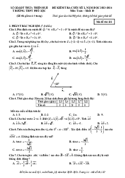 Đề cuối kỳ 1 Toán 10 năm 2023 – 2024 trường THPT Phú Lộc – TT Huế