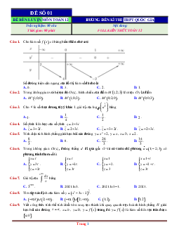 Bộ 5 đề ôn thi tốt nghiệp THPT môn Toán năm 2021 -Bộ 1 (có đáp án và lời giải)