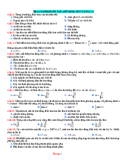 TOP 40 Câu Trắc Nghiệm Ôn Tập Vật Lí 12 Giữa Học Kỳ 1 Có Đáp Án