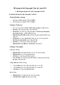 Đề cương ôn tập thi học kỳ 1 môn Công nghệ 7