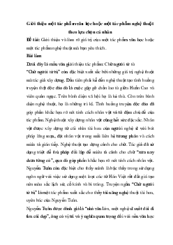Soạn bài Giới thiệu một tác phẩm văn học hoặc một tác phẩm nghệ thuật theo lựa chọn cá nhân | Ngữ văn 11 Chân trời sáng tạo