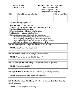 Đề thi học kì 2 môn Tiếng Việt 2 năm 2022 - 2023 sách Kết nối tri thức với cuộc sống | đề 3