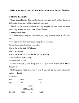Sinh học 12 bài 10: Tương tác gen và tác động đa hiệu của gen