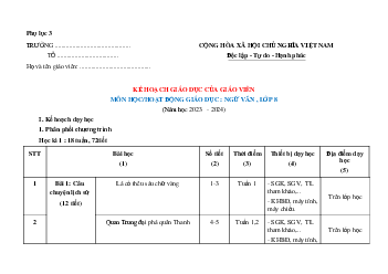 Kế hoạch giáo dục Ngữ văn 8 Kết nối tri thức