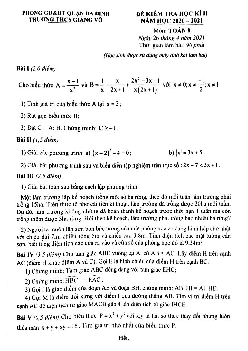 Đề thi học kì 2 Toán 8 năm 2020 – 2021 trường THCS Giảng Võ – Hà Nội