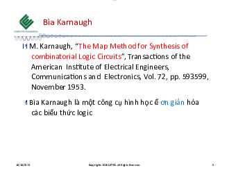 Phương pháp rút gọn bìa Karnaugh - Tổ chức và Cấu trúc Máy tính II | Trường Đại học CNTT Thành Phố Hồ Chí Minh