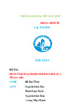 Tiểu luận Phân tích hoạt động kinh doanh của TH True Milk | Đại học Thủ Dầu Một