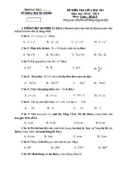 Đề thi giữa học kì 1 môn Toán lớp 8 năm 2023 - 2024 CD - Đề 3