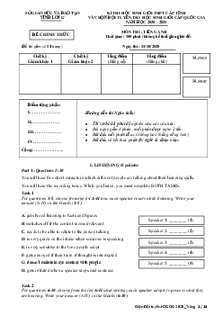 Kì thi chọn đội tuyển chính thức dự thi HSG quốc gia lớp 12 THPT tỉnh Vĩnh Long năm học 2020-2021 môn thi Tiếng Anh
